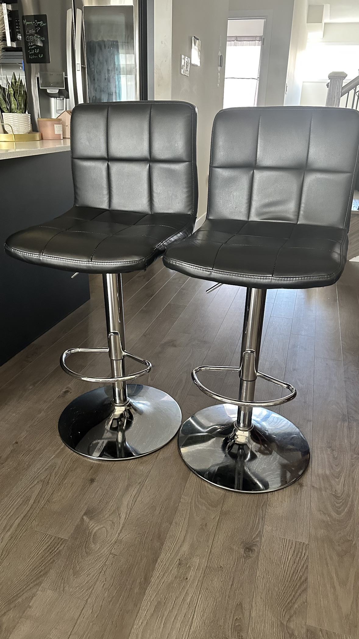 Pair of Black Swivel Bar Stools