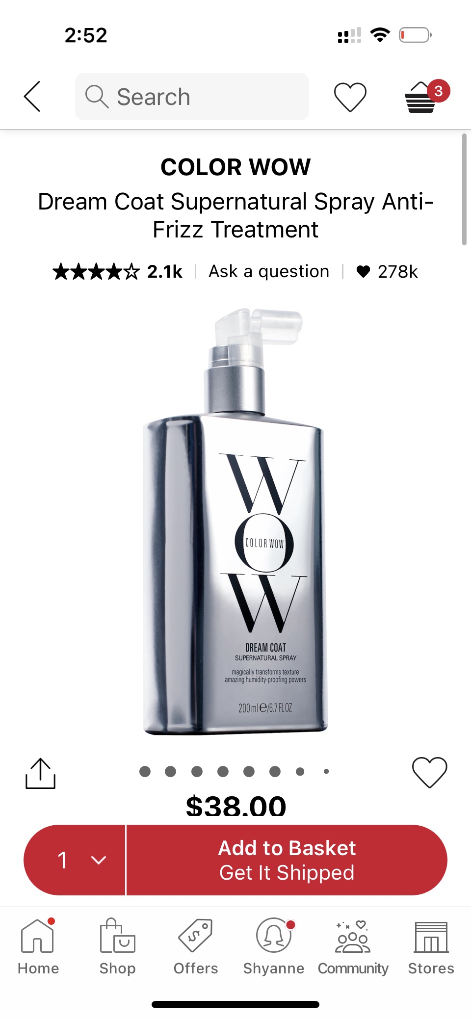 Color Wow Dream Coat Supernatural Spray Anti-Frizz Treatment