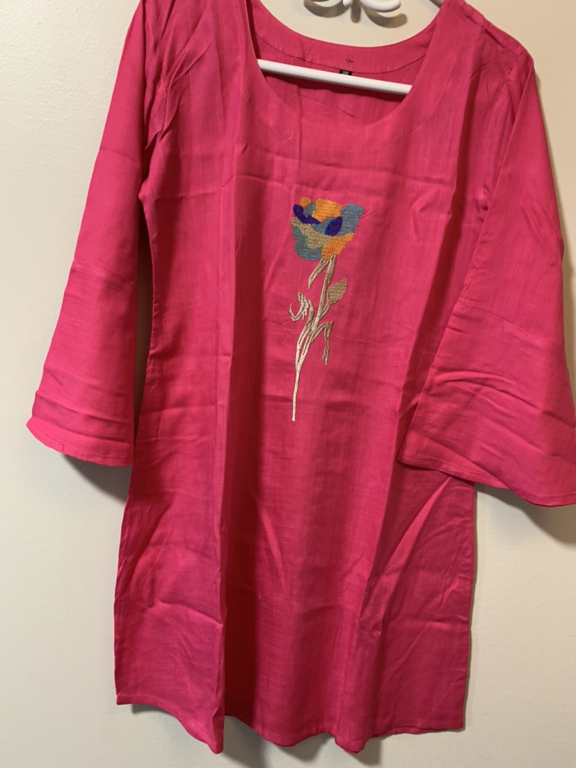 Pink Floral Embroidered Top