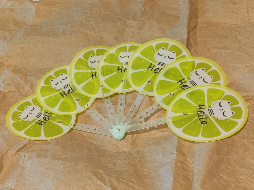 #freecycle Cute Cat Lemon Hand Fan thumbnail