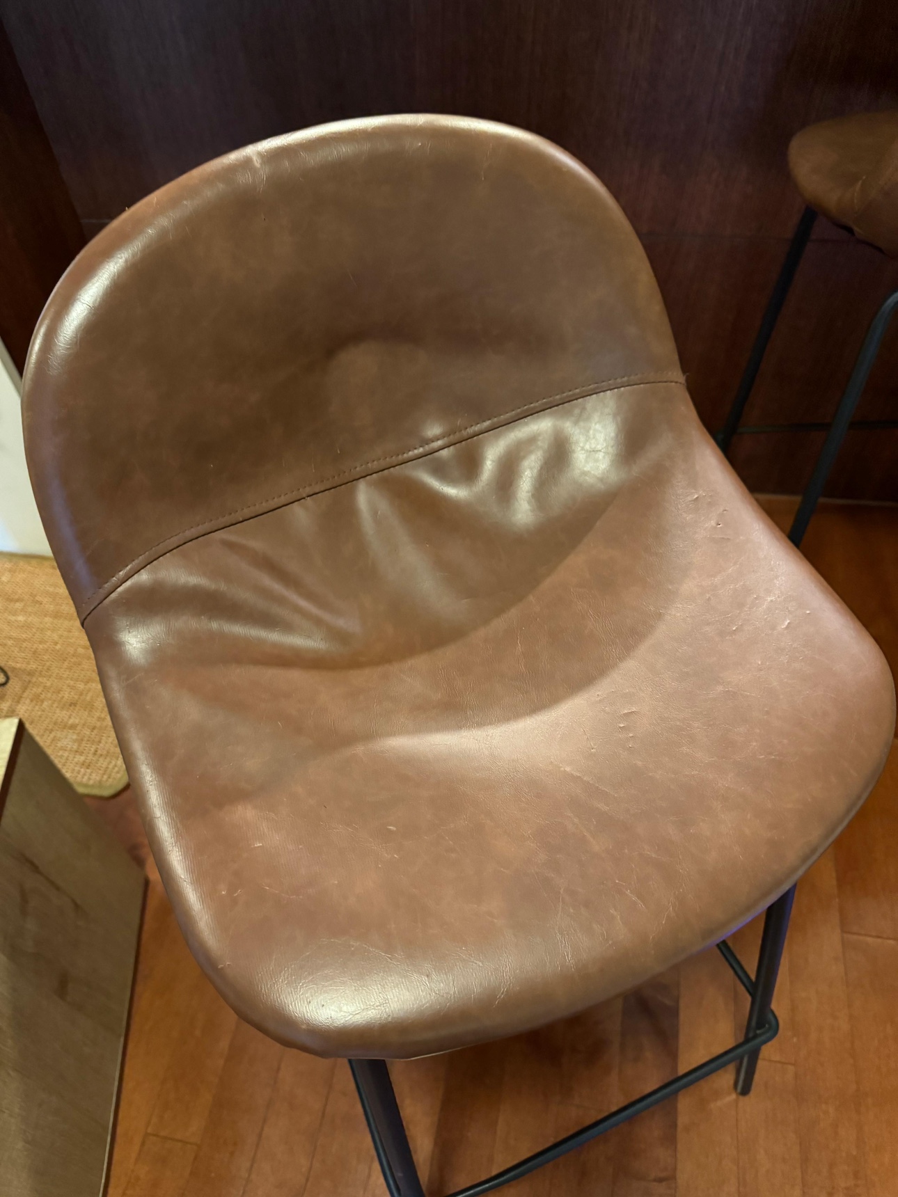 Brown Leather Bar Stools (Set of 2)