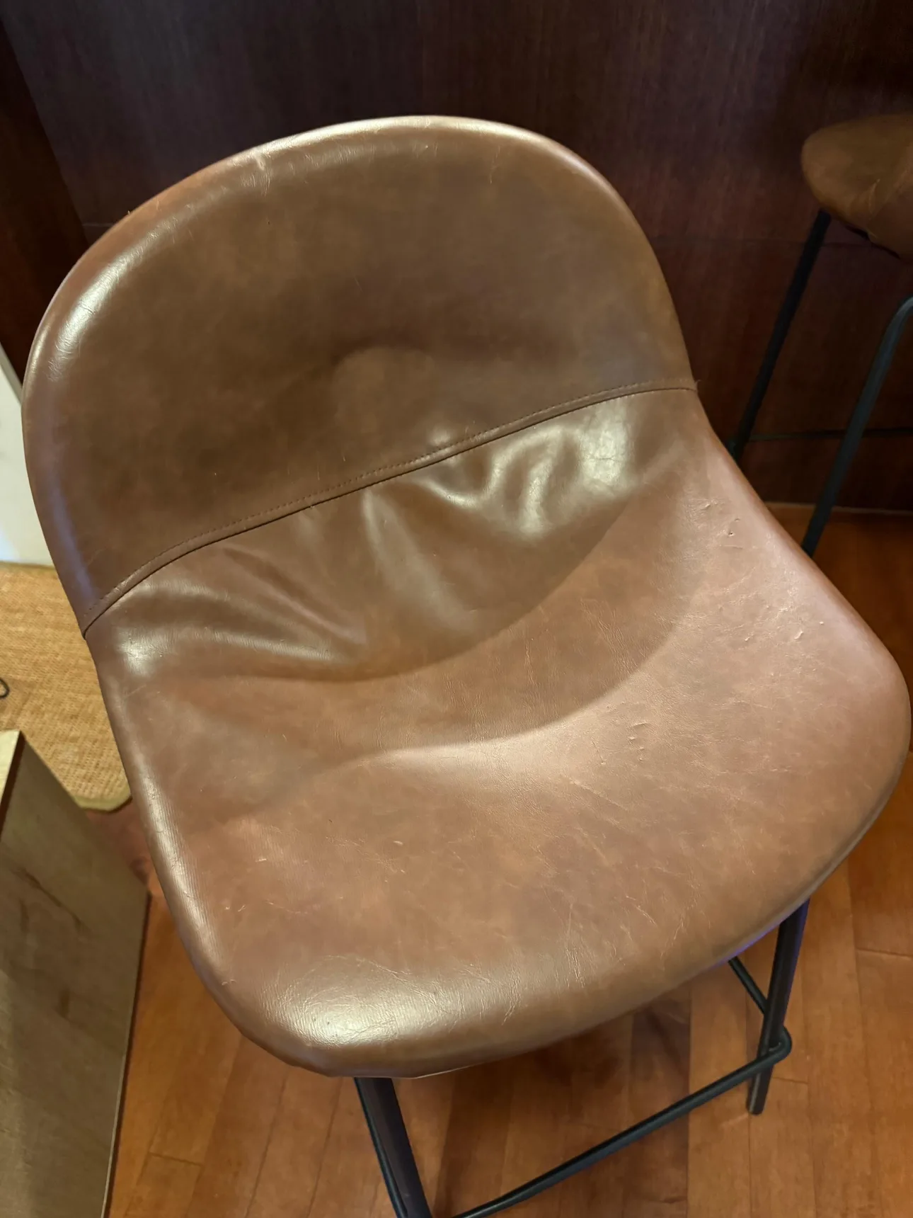 Brown Leather Bar Stools (Set of 2) thumbnail