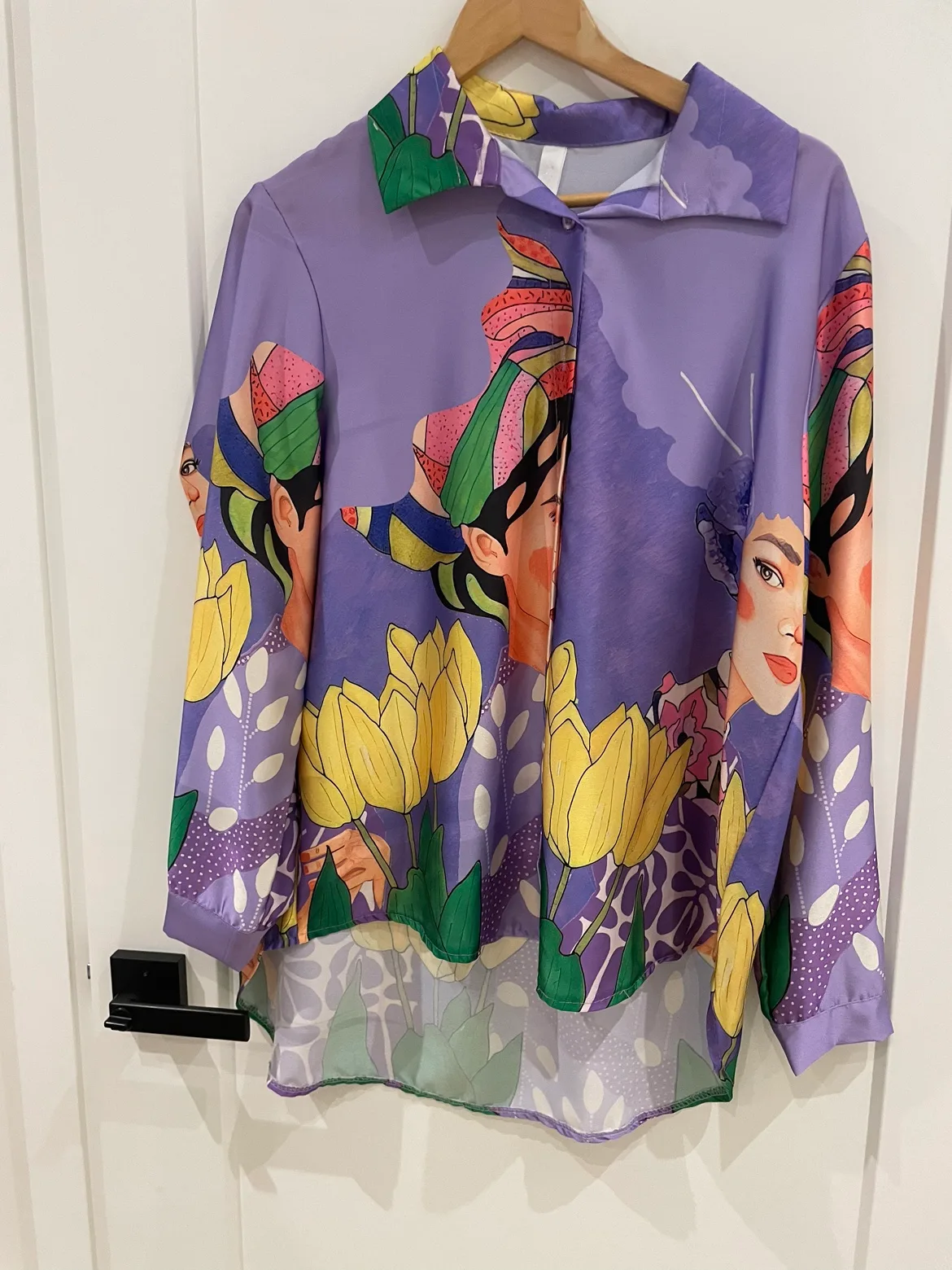 Purple Floral Print Button Up Shirt thumbnail