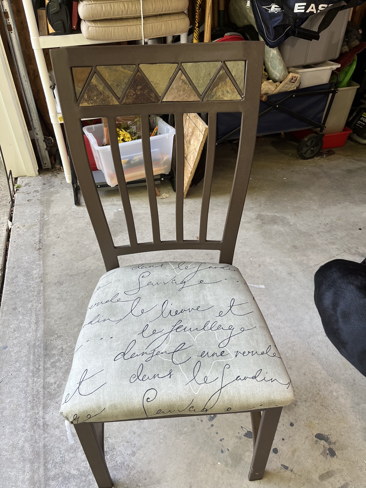 Beautiful Metal Chair with Stone Back