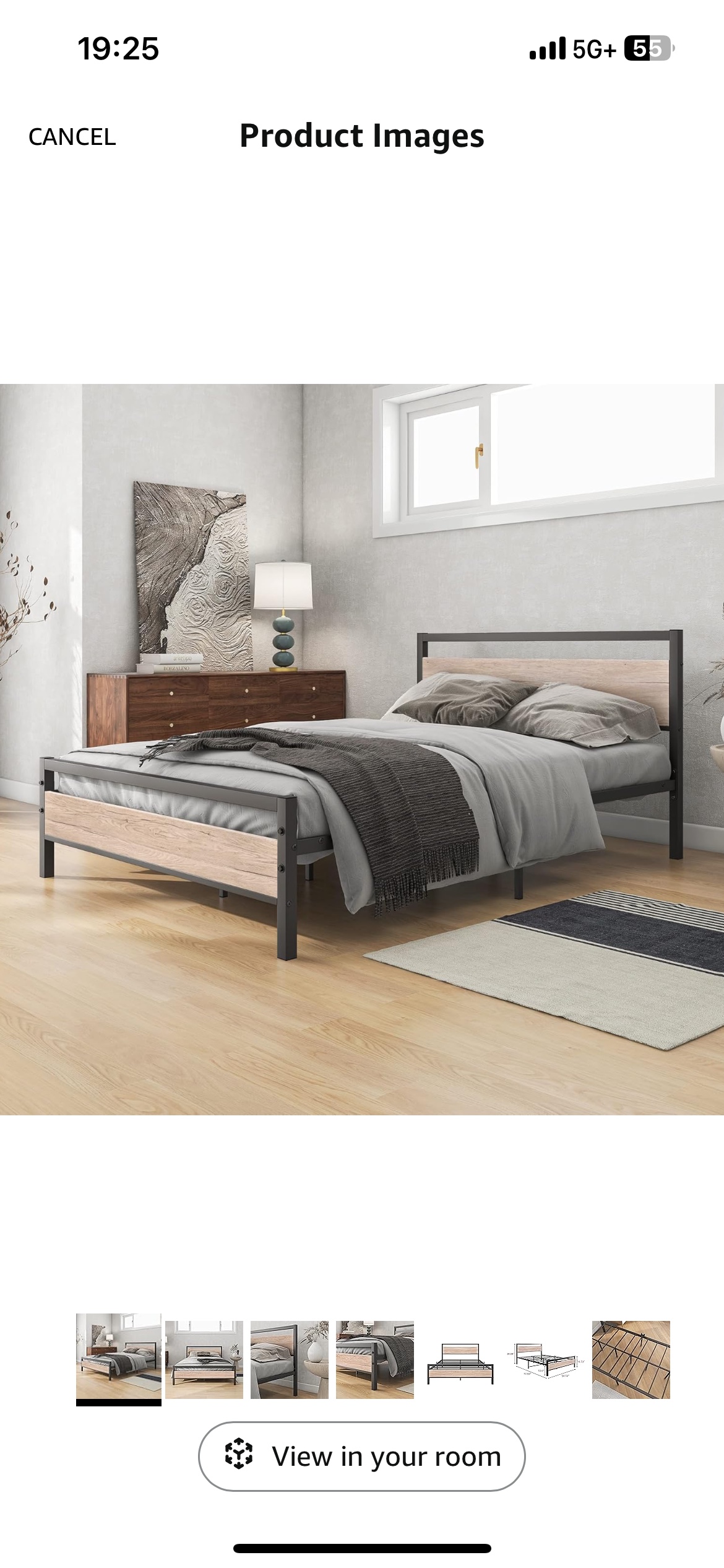 Metal Bed Frame w oak veneer (double/full)