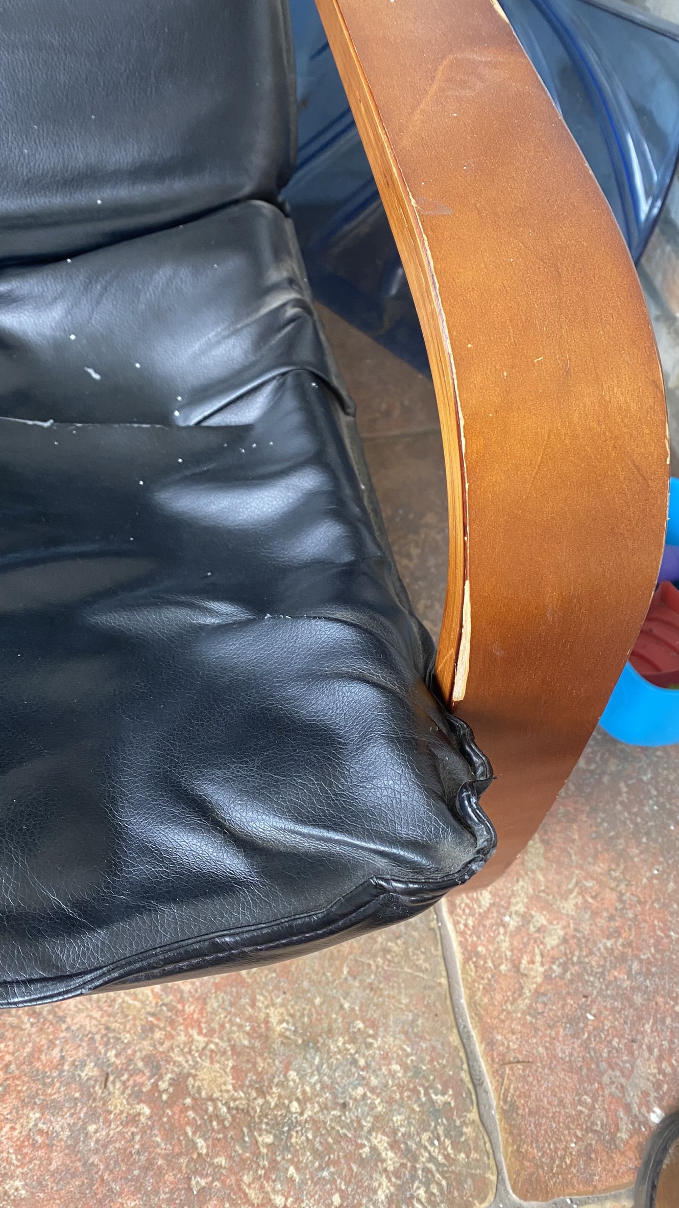 2 IKEA Black Leather Poang chair with Wooden Arms #freecycle - photo 4