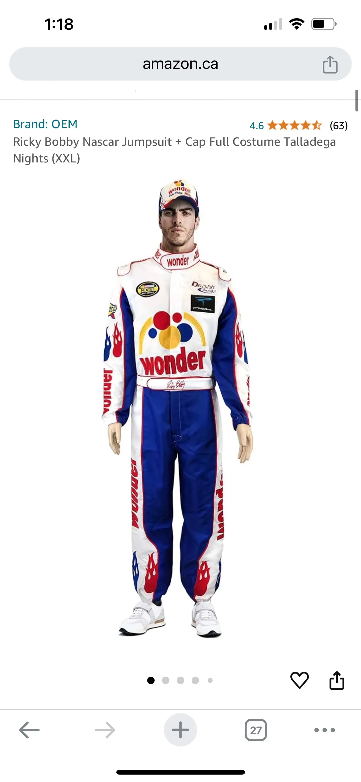 Ricky Bobby NASCAR Jumpsuit and Cap thumbnail