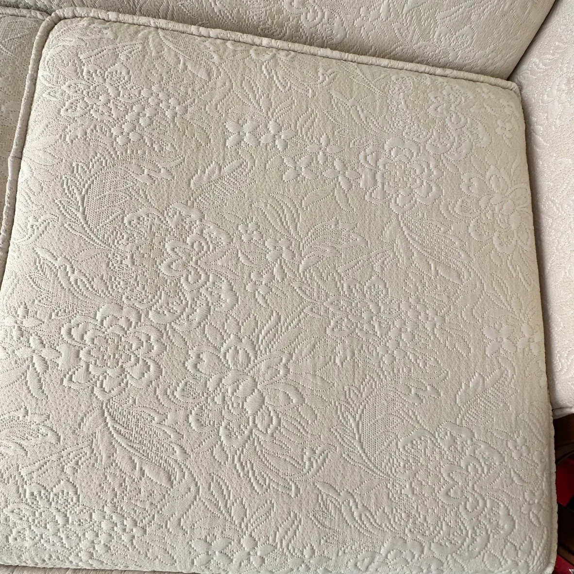 Set of Ivory White 4-seat sofa and armchair with ottoman image indicator(7)