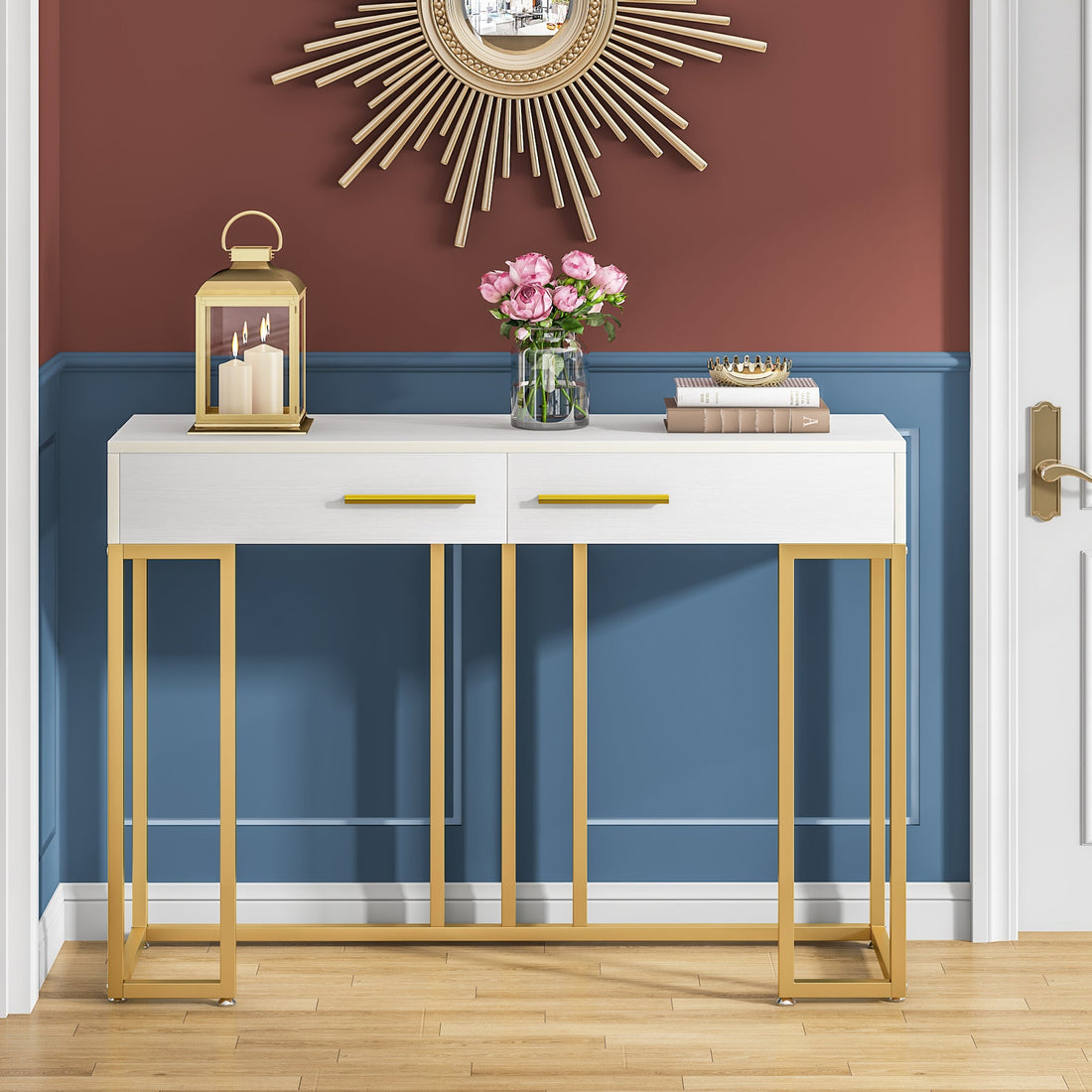 White and Gold Console Table - photo 3