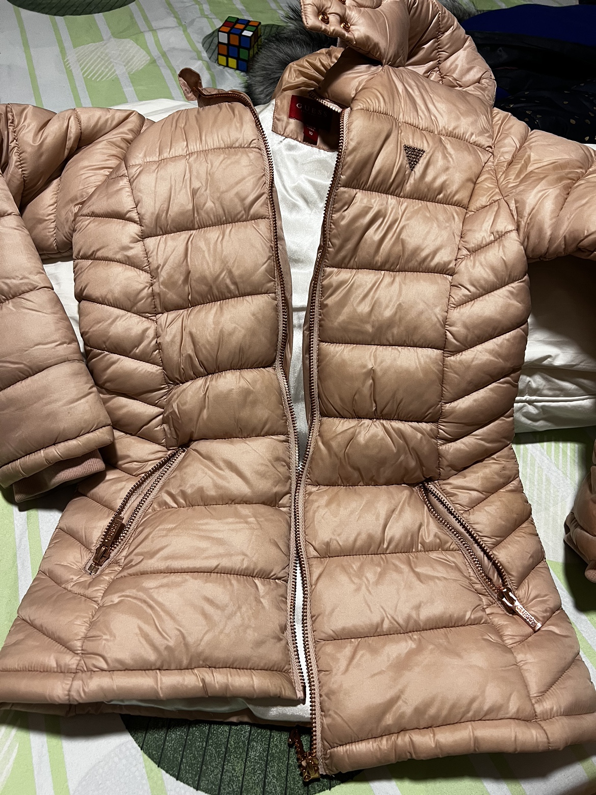 Guess Rose gold Puffer Jacket Size 10 🧡
