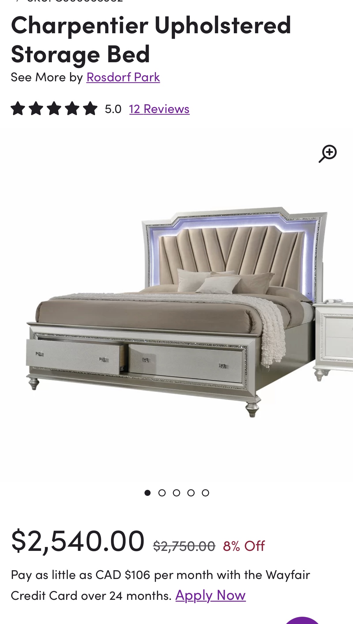 Set: Champagne Upholstered Storage Bed+Night stand - photo 2