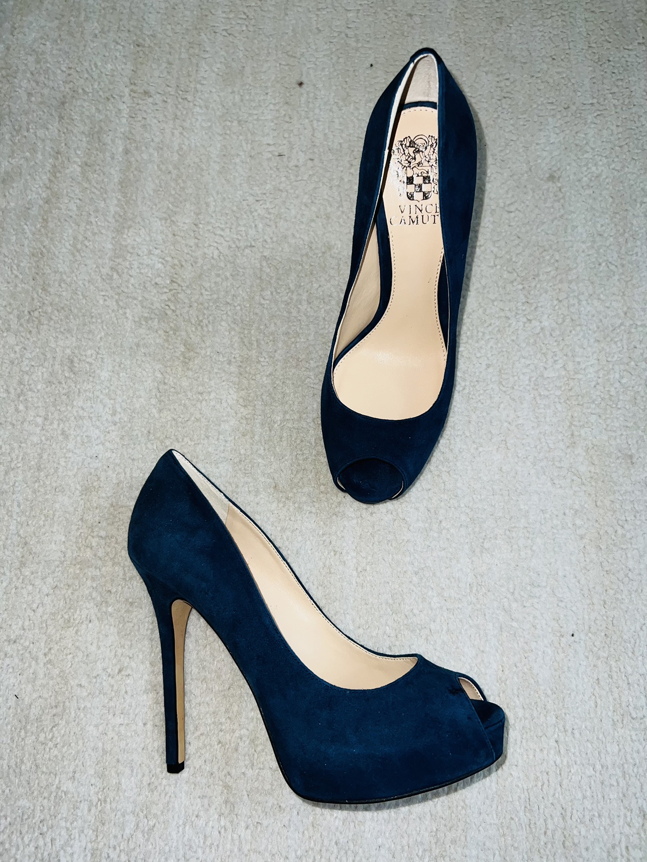 Vince Camuto Navy Blue Suede Heels - photo 3