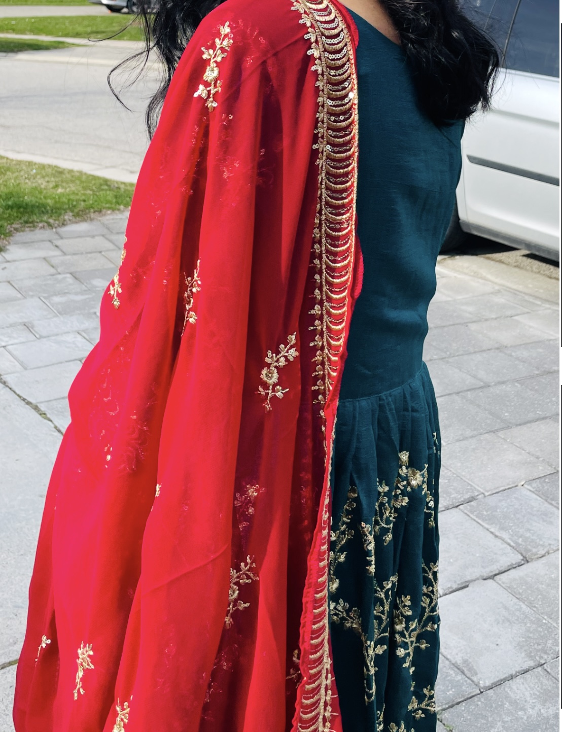 Teal and Red Pakistani/Indian Dress - photo 3
