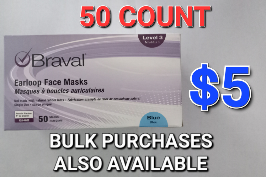 Braval Earloop Face Masks (50 count)