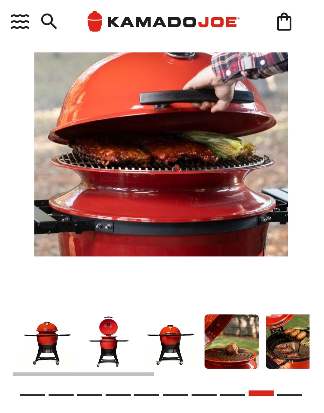 Kamado kettle Joe  charcoal bbq grill (red). - photo 2