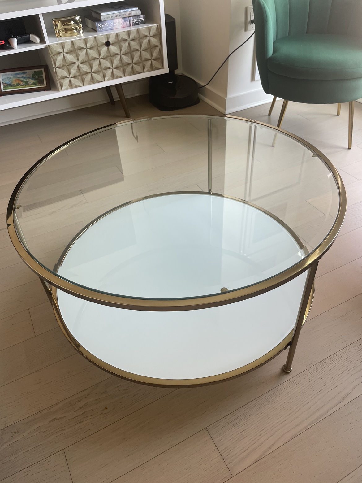 Gold Round Coffee Table with Glass Top - photo 3