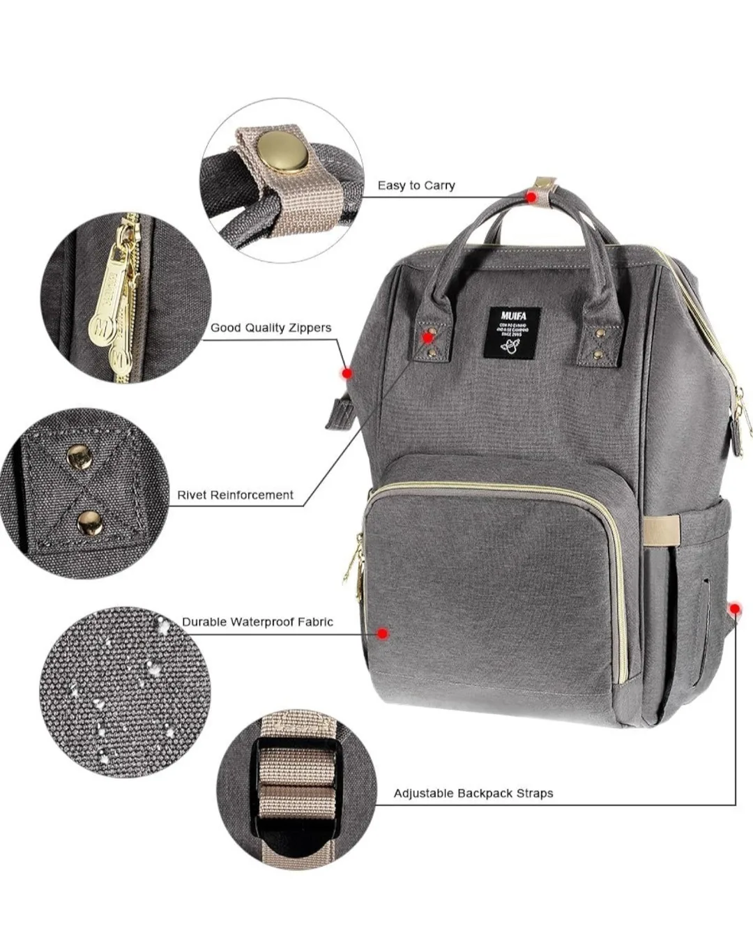 Grey Diaper Bag Backpack image indicator(6)