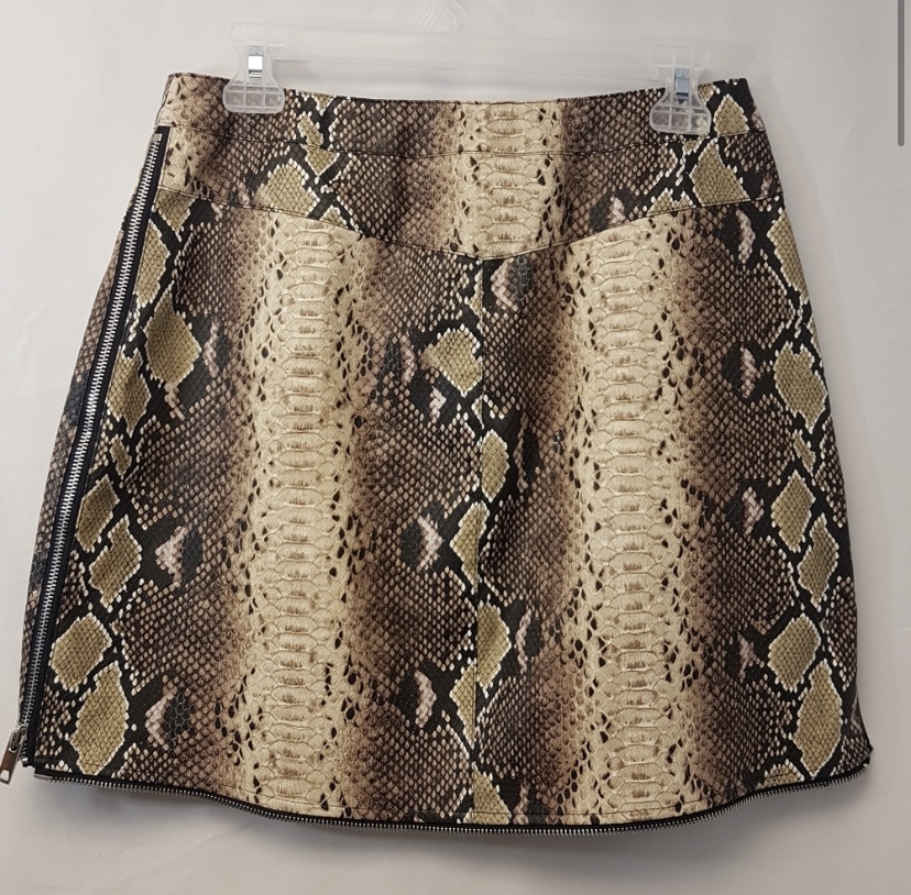 Large leather snakeskin mini skirt new - photo 2