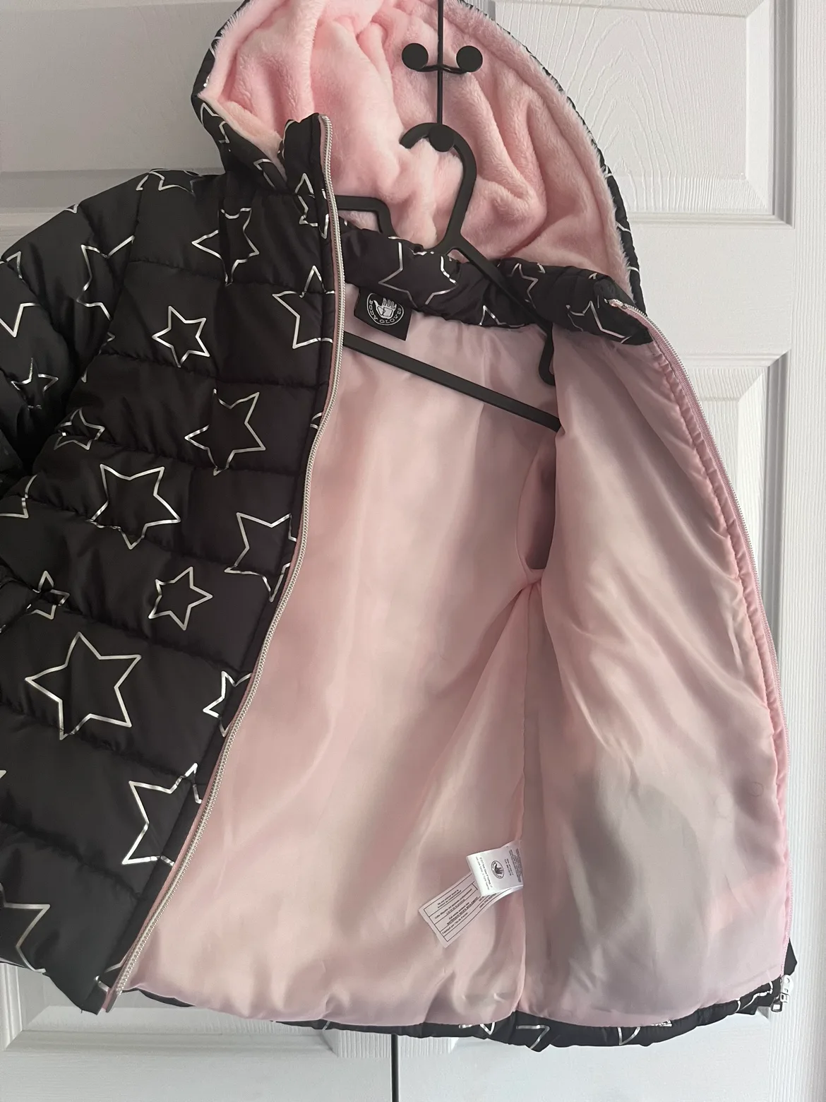 Girls' Black Puffer Jacket with Pink Lining image indicator(3)