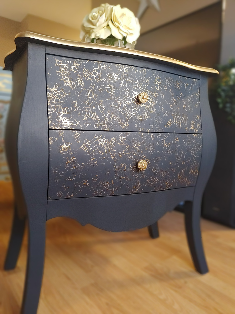 Navy blue and Gold Nightstand