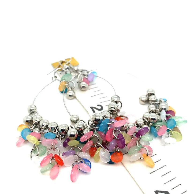 Multicoloured Beaded Hoop Earrings image indicator(4)