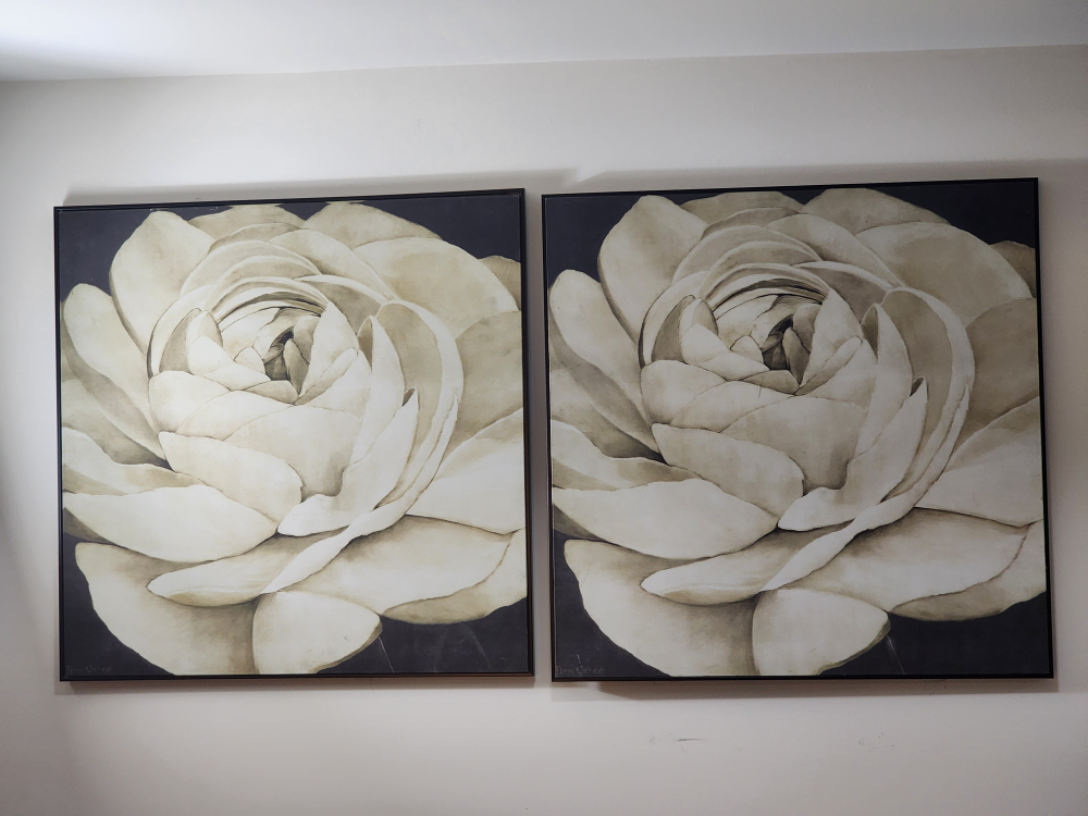 Pair of large framed wall art