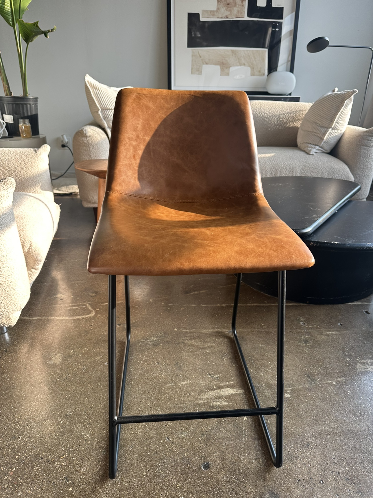 Brown leather like Counter Stool (2)