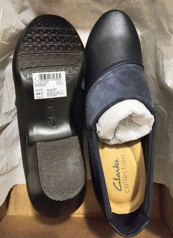 Clarks Women's Emily Step Pump Navy Leather image indicator(2)