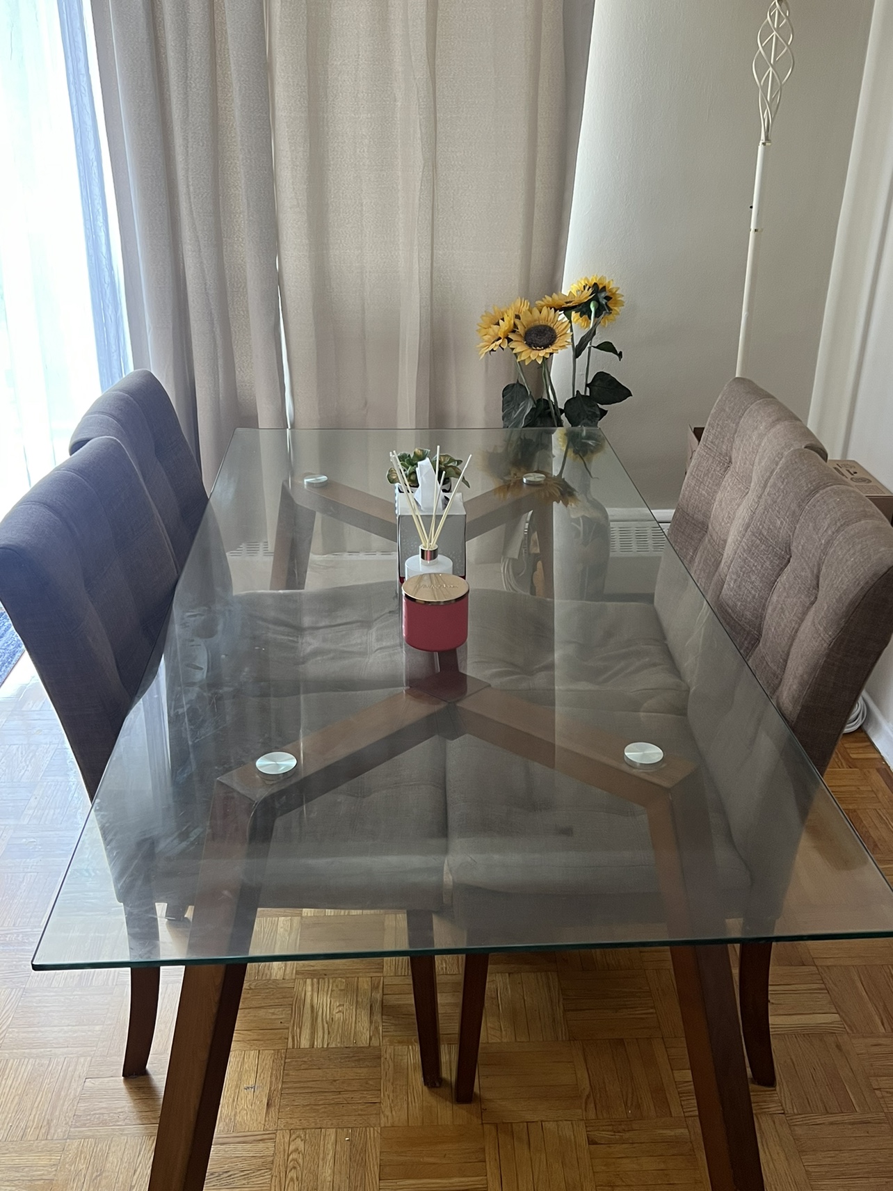 Long Glass Dining Table and 5 Chairs - photo 3