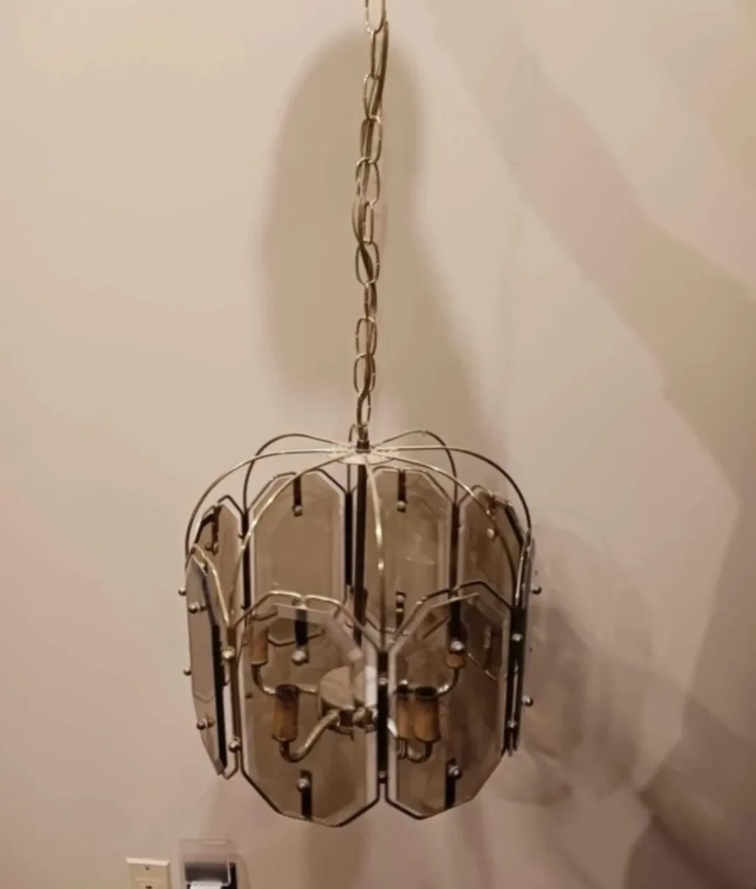 Vintage brass & glass chandelier 🧡 image indicator(3)