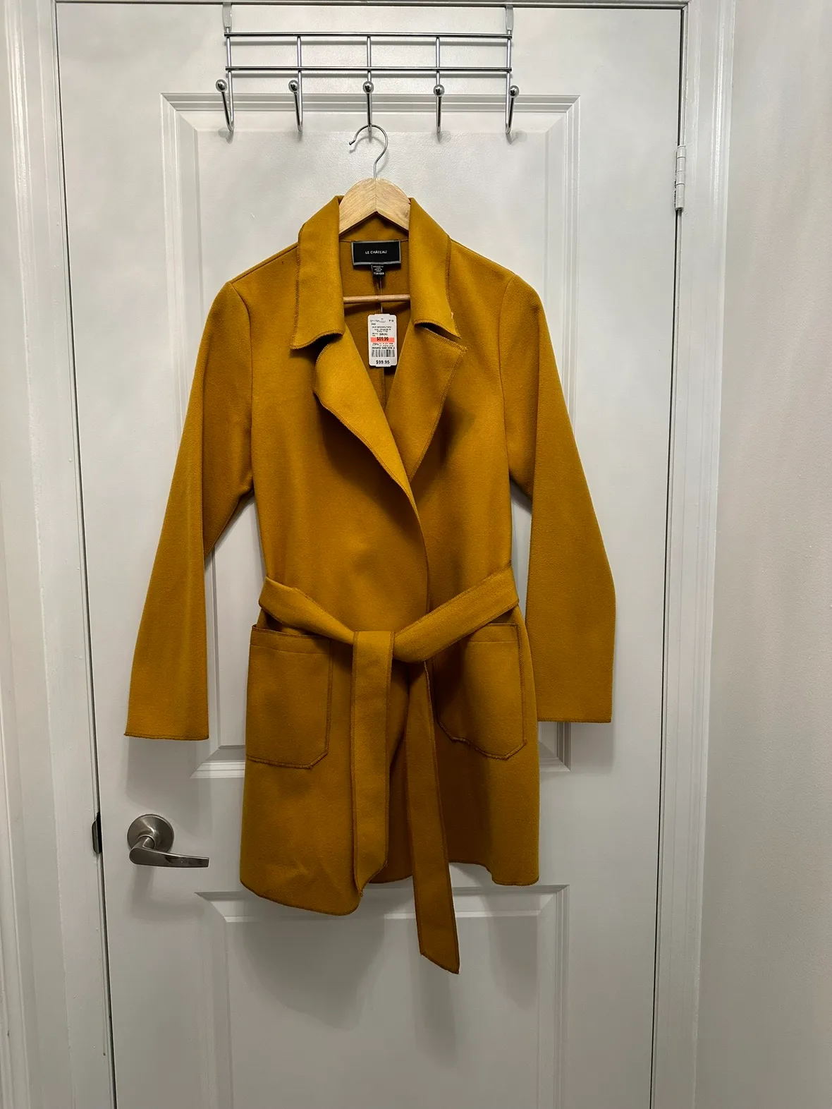 Le Chateau Mustard Belted Coat NEW thumbnail