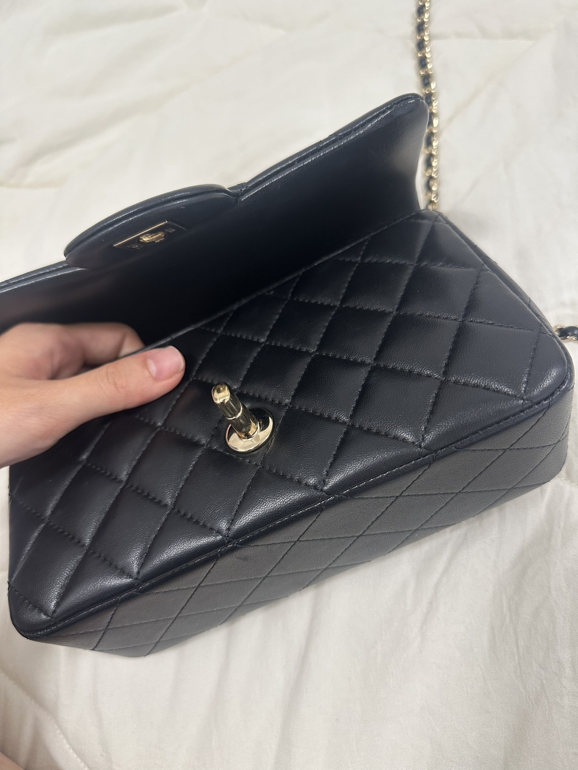 Authentic Chanel Lambskin Quilted Mini Top Handle Flap Black bag - photo 3