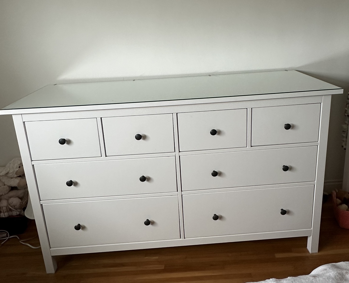 White Dresser with Glass Top