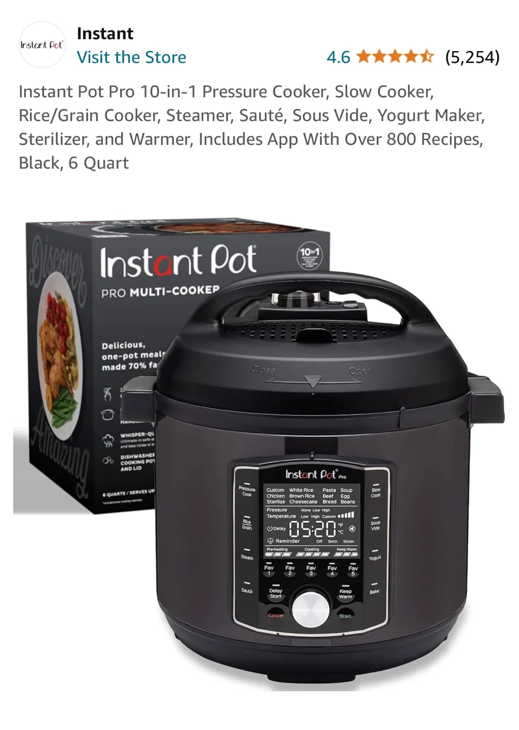 Instant Pot 10 in 1 pressure cooker 6QT thumbnail
