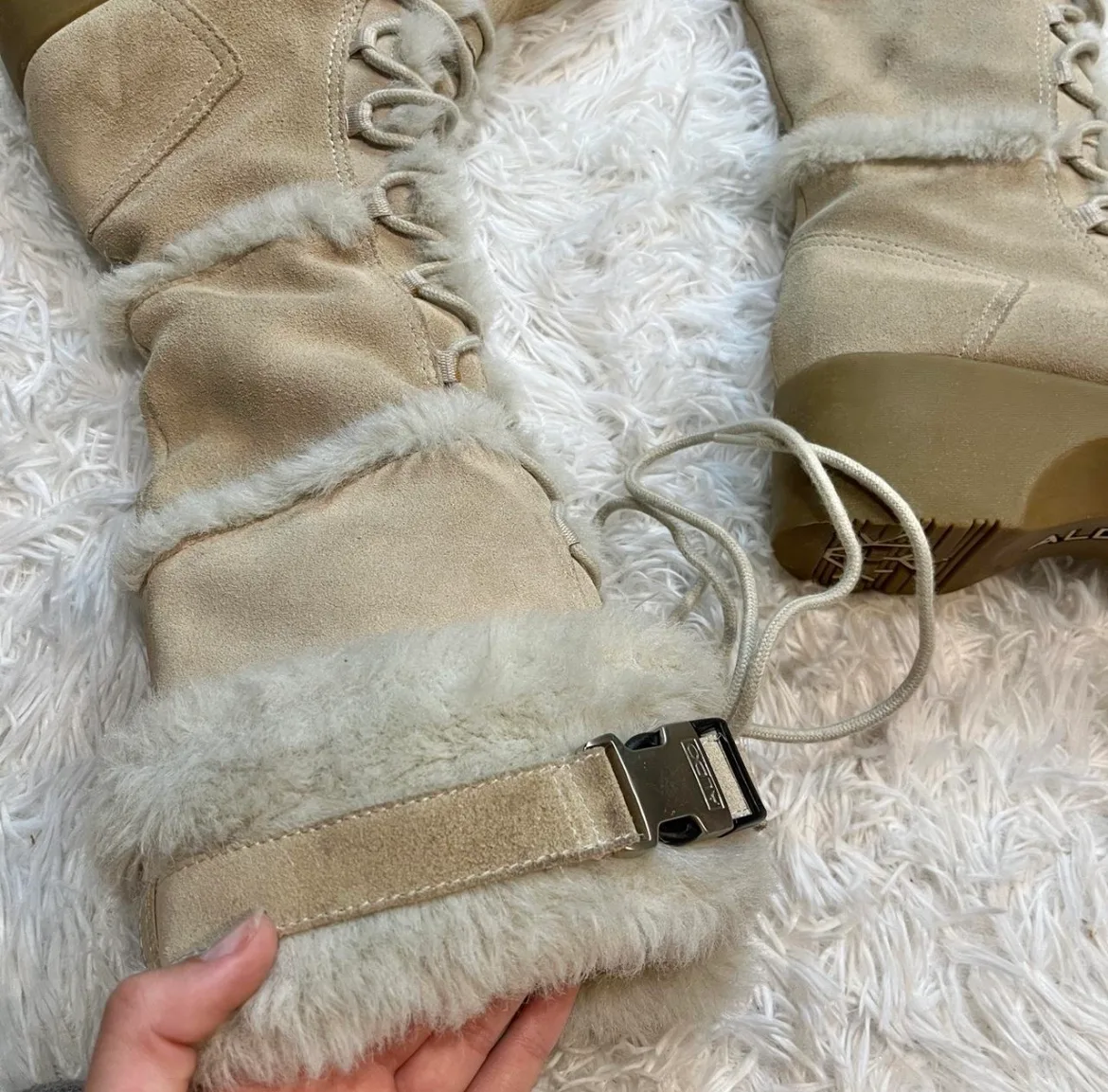 Aldo Fur-Trimmed Suede Boots thumbnail