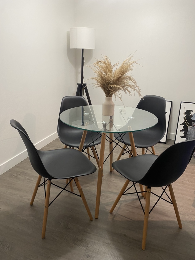 Glass Dining Table with 4 Chairs