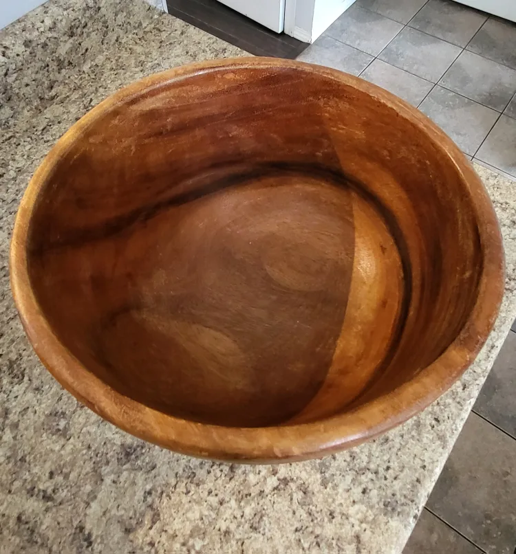 11.5" Large Vintage Wooden Bowl image indicator(2)