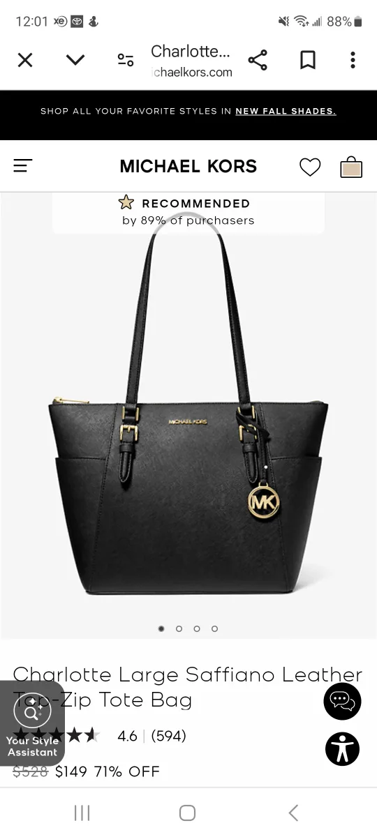 Authentic Michael Kors Black Tote Bag thumbnail