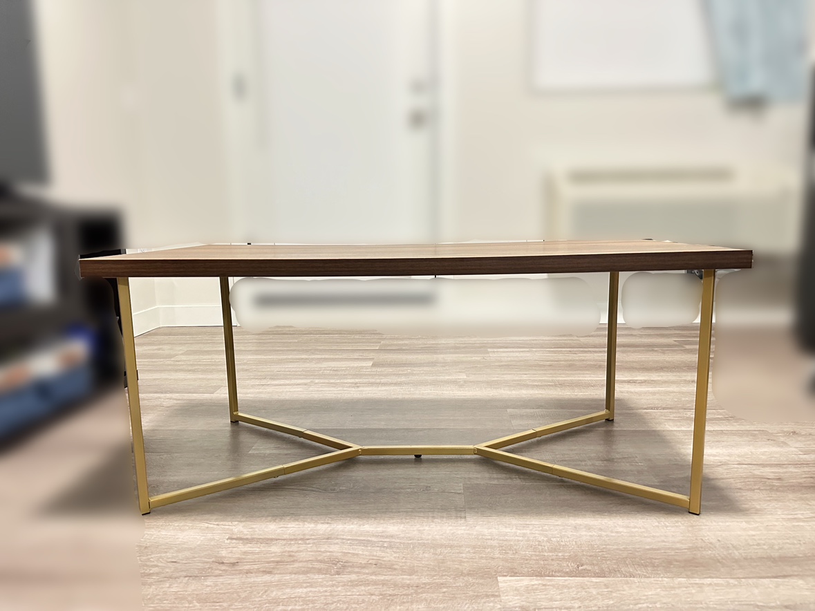 Steel based Coffee table | Cocktail table | Walnut & Gold color - photo 5