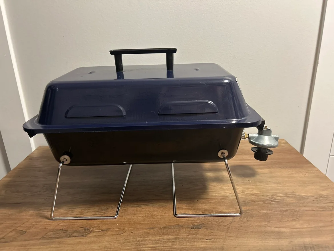 Portable and Stackable Small Blue Propane BBQ thumbnail