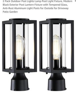 2 Pack Black Outdoor Post Lights