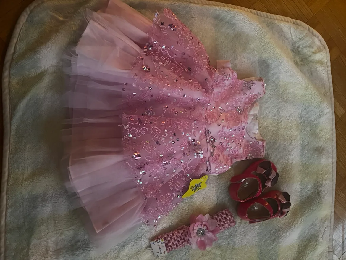 Baby Girl Dress, Shoes and Headband Set image indicator(2)