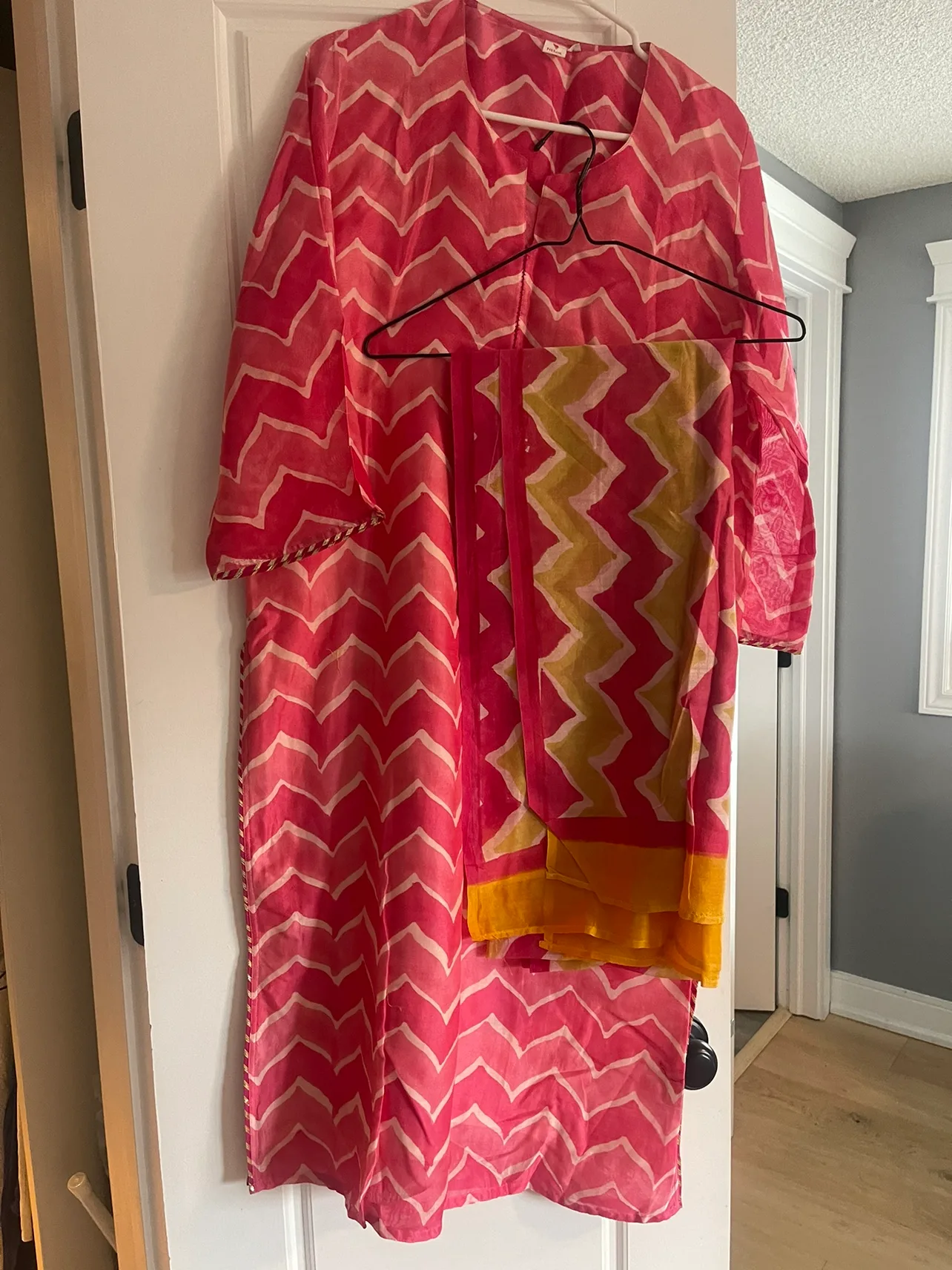 Pink and Yellow Kurta and Dupatta Set image indicator(3)