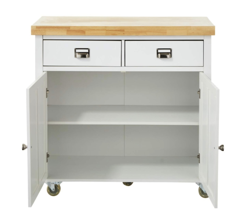 MOVING SALE!!! White Kitchen Island with Butcher Block Top - photo 2