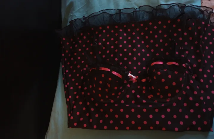 Pink Polka Dot Lingerie SMALL thumbnail