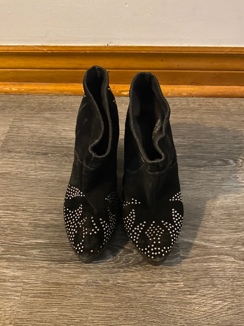 Studded Black Suede Booties thumbnail