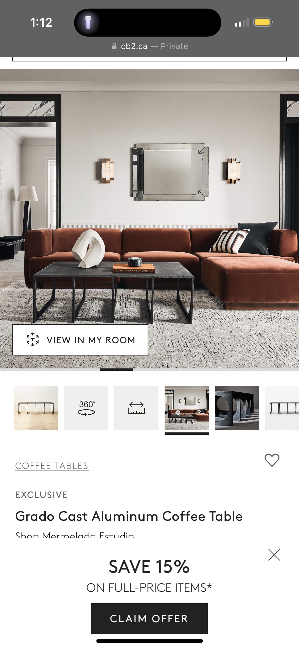 Grado Cast Aluminum Coffee Table