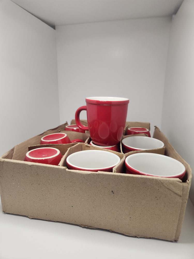 Set of 10 Large Red Coffee Mugs