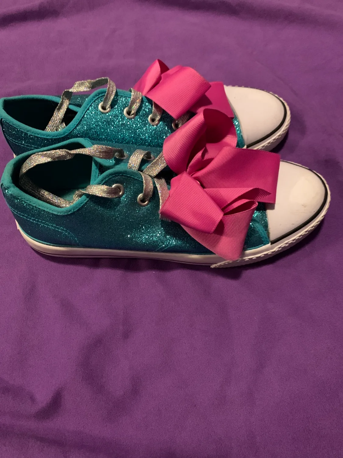 Kids Teal Glitter Bow Jo Jo Siwa shoes image indicator(2)