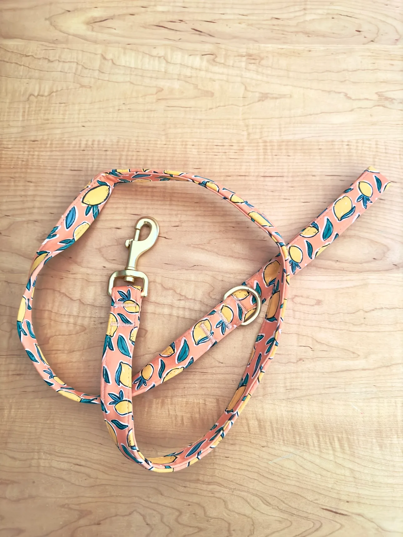Top Paw Lemon Print Peach Color Dog Leash Gold Hardware thumbnail